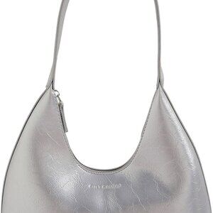 Women's Metallic Hobo Shoulder Bag Top Handle Zipper Purse Satchel